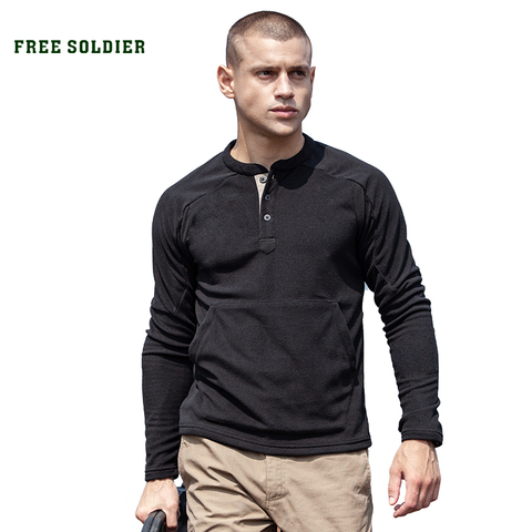 FREE SOLDIER outdoor catching fleece men's autumn and winter sports thick coat fleece plus velvet warm  bottoming shirt ► Photo 1/6