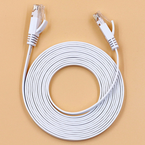 1000M White 0.5m, 1m, 2m, 3m, 5m, 8m, 10m, 15m Cable RJ45 CAT6 Ethernet Network Flat LAN Cable UTP Patch Router Cables ► Photo 1/4
