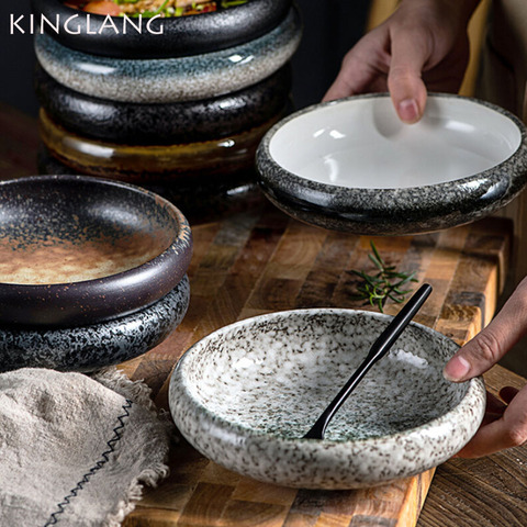 KINGLANG Creative Kiln Glaze 6inch Ceramic Plate Korean Kimchi Plate Dish Salad Single Plate Bowl ► Photo 1/4