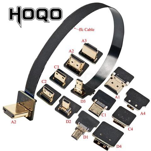 FPV HDMI Flat Ribbon Cable UP/Down Angle Micro HDMI to HDMI 90 Degree Flexible Hdmi Ribbon Cable 20pin Plug HDMI Raspberry Pi 4 ► Photo 1/6