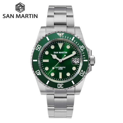 San Martin Sub Mens Watch V2 Water Ghost Dive Automatic Mechanical Watches Luxury Sapphire Date Cyclops 200M Waterproof Luminous ► Photo 1/6