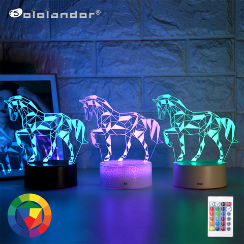 Newest 3D LED Kid night light creative dining table bedside lamp romantic horse light lamp children home decoration gift for kid ► Photo 1/6