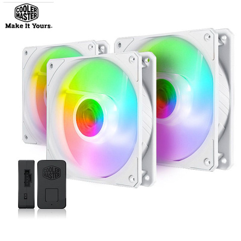 Cooler Master SICKLEFLOW120 3 in 1 KIT white version 5V 3PIN ARGB 12cm PWM addressable silent chassis fan With controller ► Photo 1/6