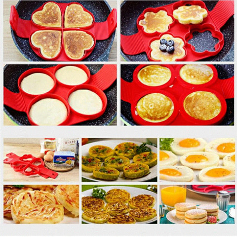 Silicone Breakfast Maker Flip Cooker Non Stick Fantastic Egg Pancake Ring Omelet 