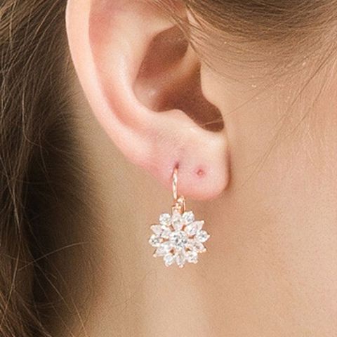 Hot  Romantic Clear Stone Flower Crystals Stud Earrings Women Cubic Zirconia Jewelry ► Photo 1/5