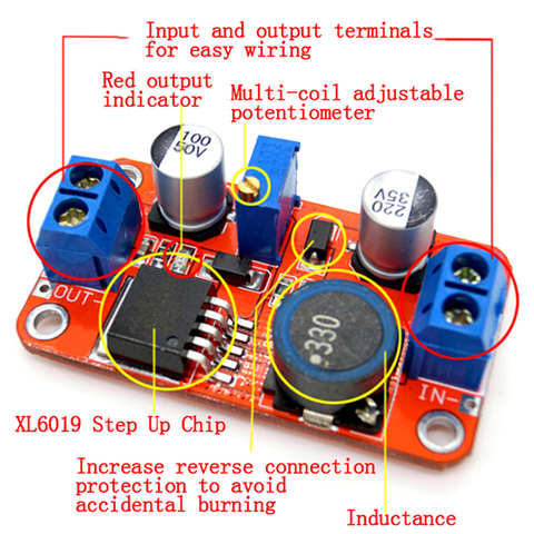 5A DC-DC Step Up Power Module Boost Volt Converter 3.3V-35V To 5V 6V 9V 12V 24V ► Photo 1/6