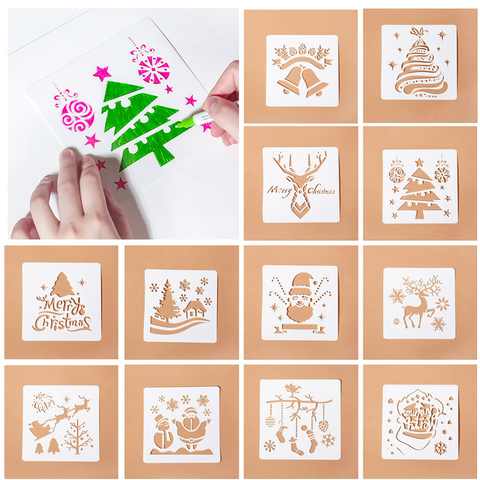 12Styles DIY Christmas Embossing Paper Card Template Craft Layering Stencils For Walls Painting Scrapbooking Stamp Album Decor ► Photo 1/6