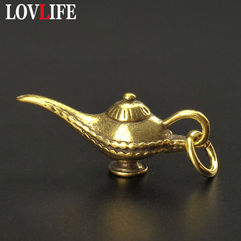 Creative Aladdin Lamp Car Key Chains Pendants Vintage Copper Light Keychains Women Bag Hanging Jewelry Key Rings Brass Ornaments ► Photo 1/6