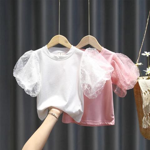 2022 Baby Girl Fashion Clothing  Cotton puff sleeve T-shirt  Clothes  Children Party Birthday Wear ► Photo 1/6
