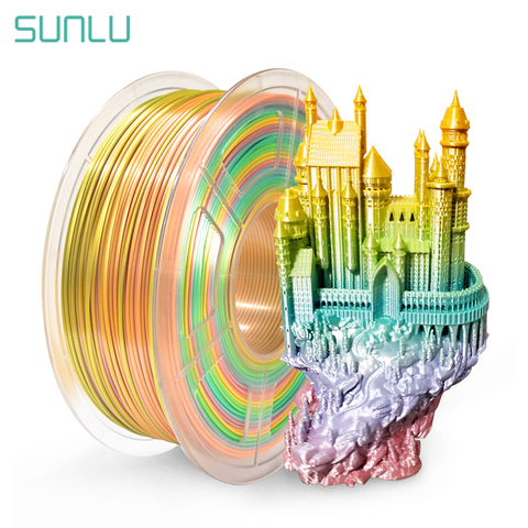 SUNLU PLA Silk Rainbow Filament 1kg 1.75mm 3D Printer Filaments pla Rainbow Shiny Color Silk Texture Printing Materials ► Photo 1/6