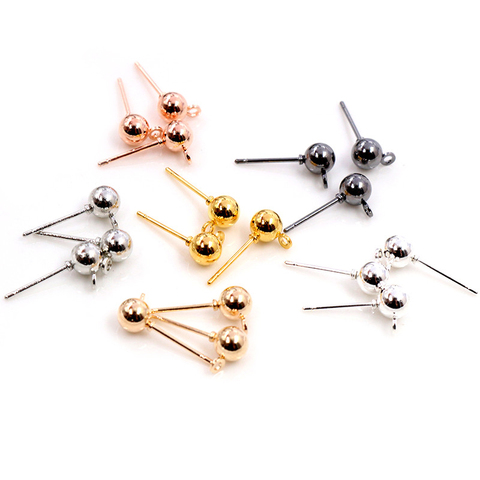 50pcs/lot 3/4/5mm 6 Colors Pin Findings Stud Earring Basic Pins Stoppers Connector For DIY Jewelry Making Accessories Supplies ► Photo 1/6