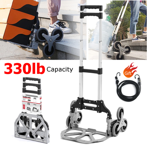 330lbs Stair Climbing Cart All Terrain Stair Climbing Hand Truck with Bungee Cord Portable Folding Trolley for Upstairs Cargo ► Photo 1/6