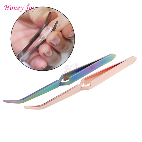 Golden Rainbow Acrylic Stainless Steel Nail Shaping Tweezers for UV Gel Tips C Curve Pinchers Sculpture Clip Nail Art Treatment ► Photo 1/6