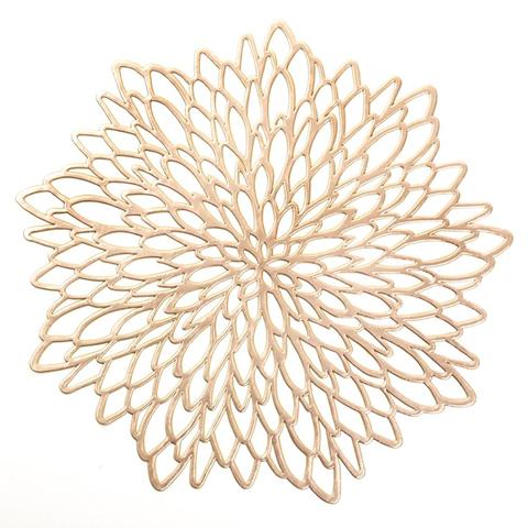 4/6/8Pcs Gold Silver PVC Placemat Dining 38CM Table Mat Washable Wedding Party Packs Flower Design Coaster Decorative Table Pad ► Photo 1/6