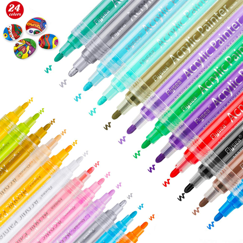 Acrylic Paint Pens Waterproof Acrylic Marker Pens Set, 15/24 Colors Acrylic Pens for DIY Rock, Stone, Ceramic, Glass, Mugs, Wood ► Photo 1/6