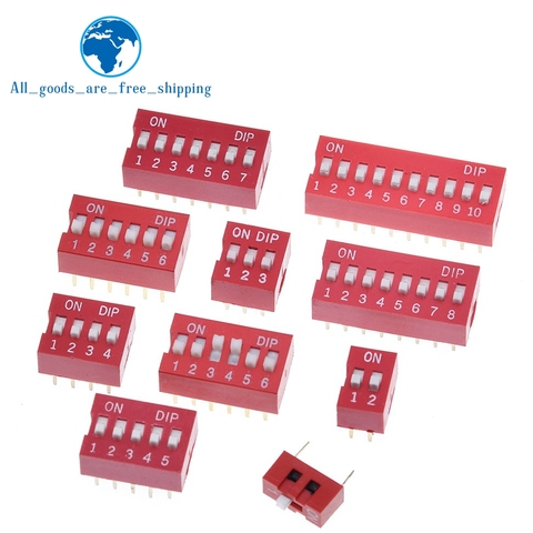 10pcs Slide Type Switch Module 1 2 3 4 5 6 7 8 10PIN 2.54mm Position Way DIP Red Pitch Toggle Switch Red Snap Switch Dial Switch ► Photo 1/6