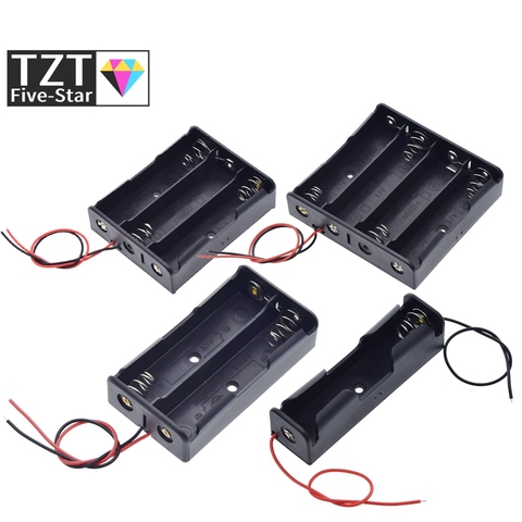 Black Plastic 1x 2x 3x 4x 18650 Battery Storage Box Case 1 2 3 4 Slot Way DIY Batteries Clip Holder Container With Wire Lead Pin ► Photo 1/5