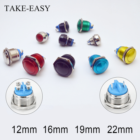 TAKE-EASY Screw Electronic Smart Switch Metal Pressure Waterproof Momentary Fixing Push Button 12v 240v Switches 12/16/19/22mm ► Photo 1/5