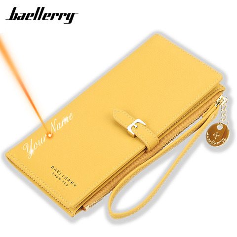 2022 Women Wallets Free Name Engraving Fashion Long Top Quality Slim Female Purse Card Holder Yellow Brand Wallet For Women ► Photo 1/6