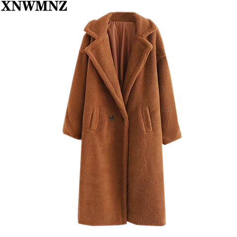 XNWMNZ Winter long Coat women elegant Teddy coats Stylish Female Thick Warm Cashmere Jacket Casual Girls Streetwear large sizes ► Photo 1/6