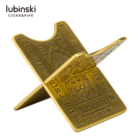 LUBINSKI Cigar Ashtray Holder Gadgets Copper Foldable Pocket Portable Travel Gold Cigar Stand Tray With Leather Case ► Photo 1/6