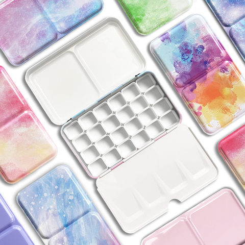 Tin Box Empty Palette Painting Storage Paint Tray Box Half Pan Watercolor  Tray Paints For Painting Supplie