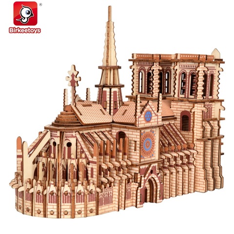 Architecture Notre-Dame De Paris Building Bricks DIY 3D Wooden Puzzle Jiasaw Teens Adult Toys Construction Model  Eiffel-Tower ► Photo 1/6