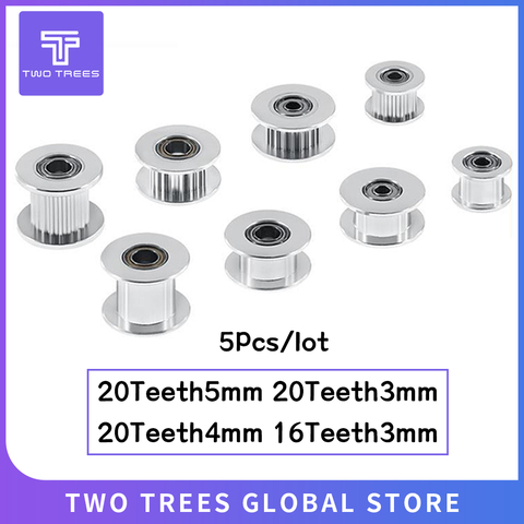 5pcs GT2 Idler Timing Pulley 16/20 Tooth Wheel Bore 3/5mm Aluminium Gear Teeth Width 6/10mm 3D Printers Parts For Reprap Part ► Photo 1/6
