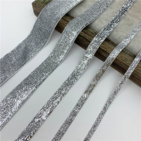 6MM-38MM Silver Glitter Velvet Ribbon For Handmade Gift Bouquet Wrapping Supplies Home Party Decorations Christmas Ribbon ► Photo 1/1