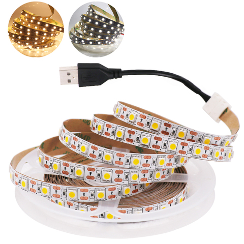 5V USB LED Strip Light SMD 5050 Flexible LED Tape Ribbon TV Backlight Lights Strip Home Decoration 30cm 50cm 1m 2m 3m 4m 5m ► Photo 1/6