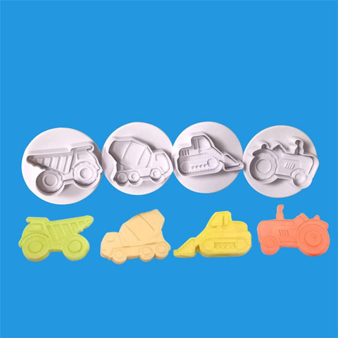 4pcs 3D Car Plane Train Vehicle Cookie Cutter Biscuit Mold Baking Hand Stamp Press Plunger Sugarcraft Cookie Fondant Cutters ► Photo 1/5