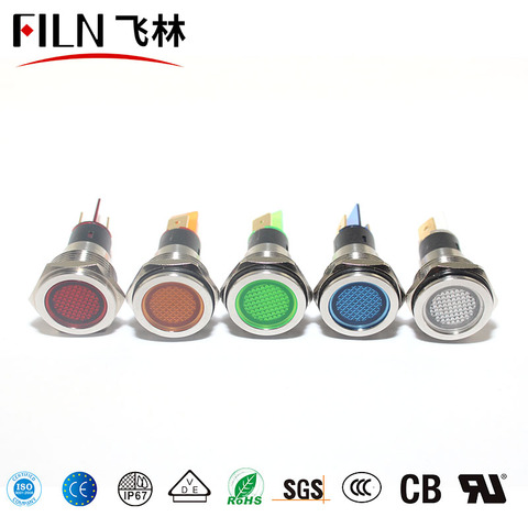 12V 24V 110V 220V 16mm LED Indicator light Flat Singal light Nickel-plated brass Red yellow blue green colorful ► Photo 1/6