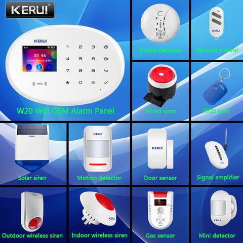 KERUI W20 WIFI GSM Smart Home Control Security Alarm System With 2.4 Inch TFT Touch Panel APP Control Wireless Sensor DIY Kit ► Photo 1/6