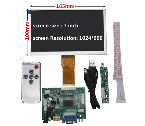 7 inch LCD Screen Display Monitor with Remote Driver Control Board 2AV HDMI VGA for Raspberry Pi Banana/Orange Pi mini computer ► Photo 1/4