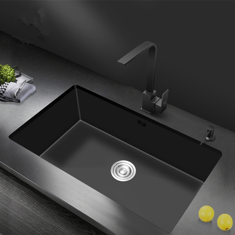 Buy Online Nano Sink Black Kitchen Sinks Embedded Under Counter Basin 304 Stainless Steel Single Bowl Kitchen Sink Matte Black Alitools