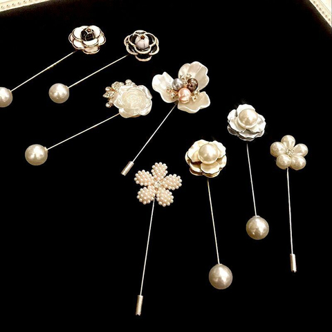 DoreenBeads Elegant Fashion Camellia Pin Pearls Brooches Needles Rose Brooch Flowers Brooch Pin Accessories  Sweet Jewelry 1PC ► Photo 1/6