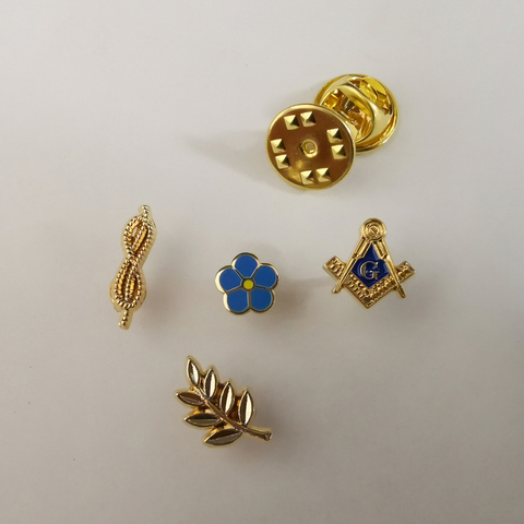 One Set of 4 PCS Mini Masonic Lapel Pins Badge Mason Freemason  M2 FORGET ME NOT ► Photo 1/1