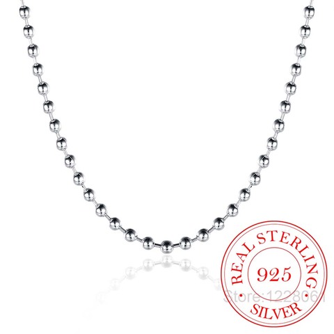 Hot Simple Generous Chic Clavicle 3mm Bead Chain Necklace 925 Sterling Silver Beads Necklaces For Women Gift ► Photo 1/6