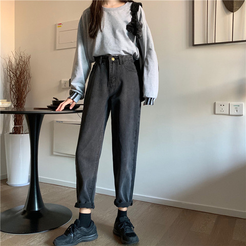 Spring/summer 2022 9-point straight jeans women's size Hong Kong style high waist slim fat mm loose Joker Torre pants ► Photo 1/6