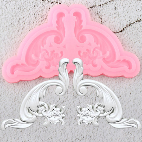 Flower Border Silicone Mold Baroque Scroll Relief Cupcake Topper Fondant Cake Decorating Tools Candy Chocolate Gumpaste Mould ► Photo 1/6
