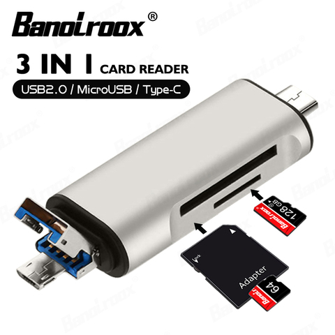 Multi-function MINI USB 2.0 +OTG+Type-C card reader usb Micro SD Memory card reader Micro SD/SDXC TF Adapter For PC/Phones ► Photo 1/6