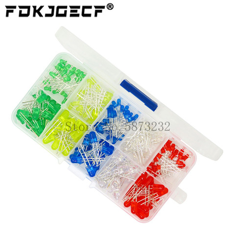 200PC/Lot 3MM 5MM Led Kit With Box Mixed Color Red Green Yellow Blue White Light Emitting Diode Assortment 20PCS Each ► Photo 1/4