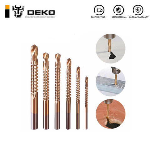 DEKO 6Pcs Power Drill & Saw Set HSS Steel Titanium Coated Woodworking Wood Twist Drill Bit 3mm 4mm 5mm 6mm 6.5mm 8mm ► Photo 1/6