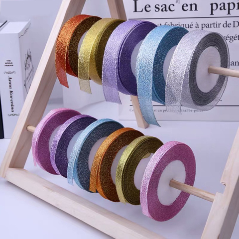 6/10/15/20/25/38mm New colourful Glitter Satin Ribbon for Weeding Christmas Party Gift Baking Packing Bow Card Decoration ► Photo 1/6