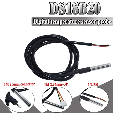 EQV 1PCS DS1820 Stainless steel package Waterproof DS18b20 temperature probe temperature sensor 18B20 For Arduino ► Photo 1/6