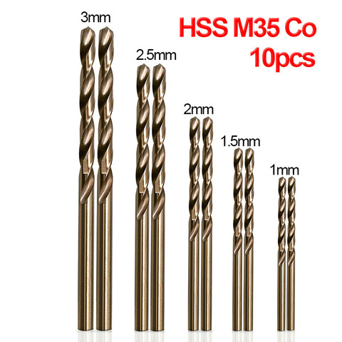 TTAKA7 10pcs/Set Twist Drill Bit Set HSS M35 Co Drill Bit 1mm 1.5mm 2mm 2.5mm 3mm used for Steel Stainless Steel ► Photo 1/6