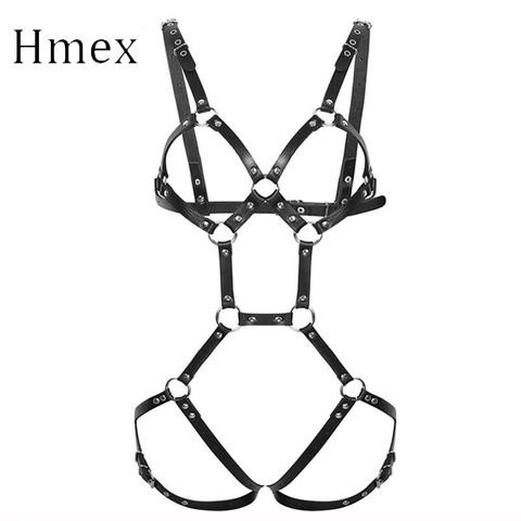 1 set Sexy Women Leather Harness Underwear Garter Belts men Punk Gothic Suspenders Bondage Straps Bra Garter Body Lingerie ► Photo 1/6