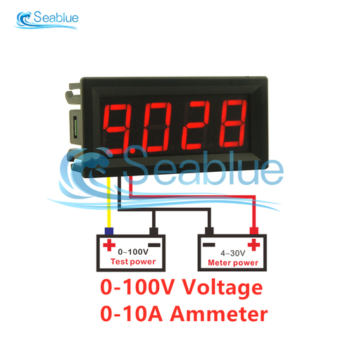 0.56 inch DC 0-100V 0-10A LED 4 Bits Digital Voltmeter Ammeter Meter Auto Car Mobile Power Voltage Current Tester Detector ► Photo 1/6