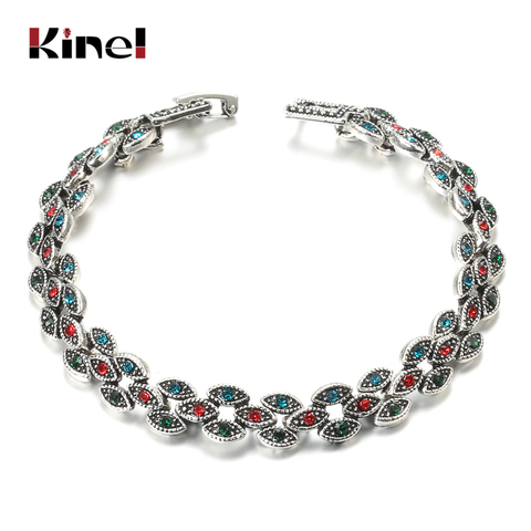 Kinel Vintage Silver Plated Bracelets Oval Eye Crystal Bangles For Women Charm Simple Turkish bracelet Boho Engagement Jewelry ► Photo 1/6
