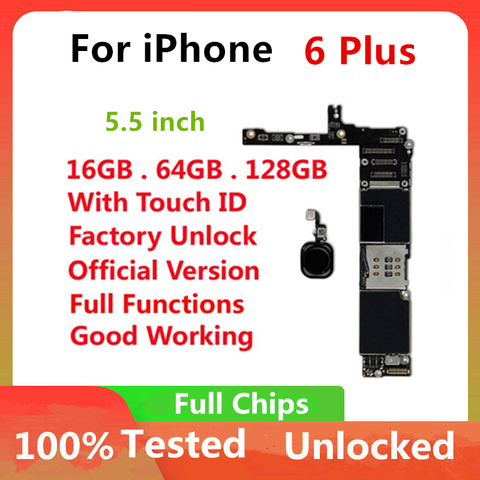 Original Motherboard For iPhone 6 Plus 5.5inch Factory Unlock Mainboard With Touch ID IOS Update Support Free Shipping ► Photo 1/2
